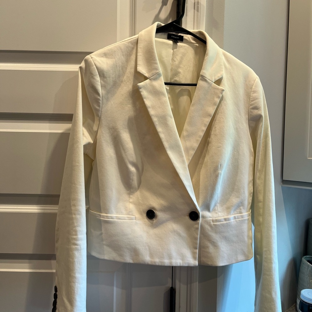 Express Cream Double-Breasted Blazer